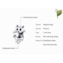 Little kitten - pendant / charm for bracelet - 925 sterling silver