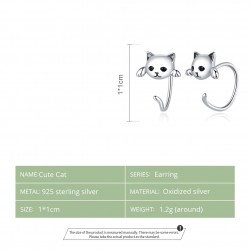 Earrings with small kitty - 925 sterling silverEarrings