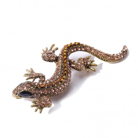 Fashionable brooch - vintage crystal lizard