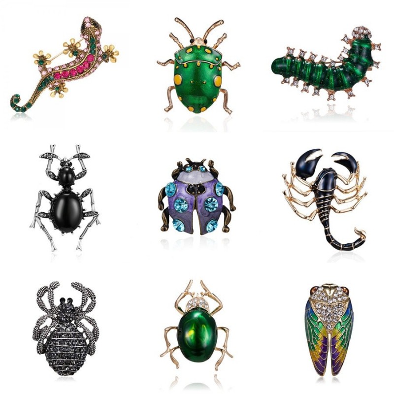 Elegant crystal brooch - ladybug / scorpion / lizard / gecko