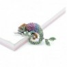 Trendy brooch with crystal chameleon / lizard