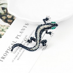 Navy crystal lizard - brooch
