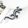 Navy crystal lizard - brooch