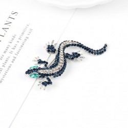 Navy crystal lizard - brooch