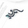 Navy crystal lizard - brooch