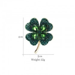 Four leaf clover - crystal brooch