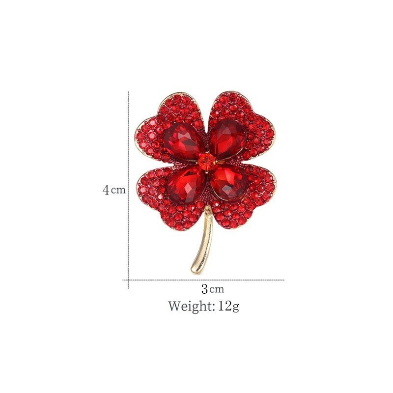 Four leaf clover - crystal brooch