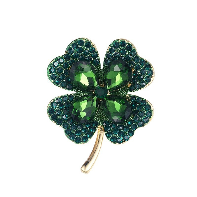 Four leaf clover - crystal brooch