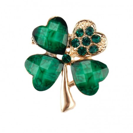 Multicoloured four leaf clover - crystal broochBrooches