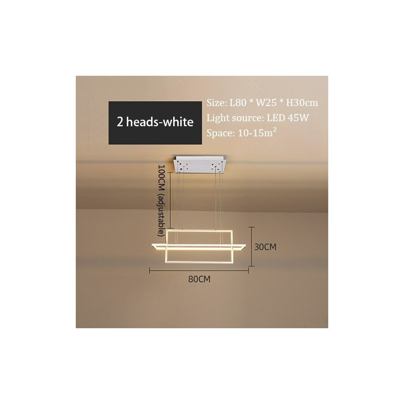 Luxurious chandelier - ceiling light - LED - minimalist rectangle design - 2 / 3 / 4 heads