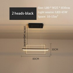 Luxurious chandelier - ceiling light - LED - minimalist rectangle design - 2 / 3 / 4 heads