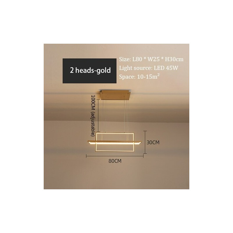 Luxurious chandelier - ceiling light - LED - minimalist rectangle design - 2 / 3 / 4 heads