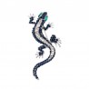 Navy crystal lizard - brooch