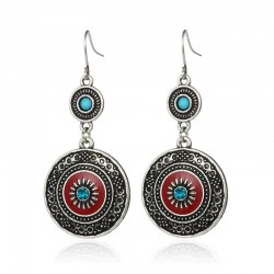 Vintage ethnic style earrings - with rhinestones / red enamelEarrings