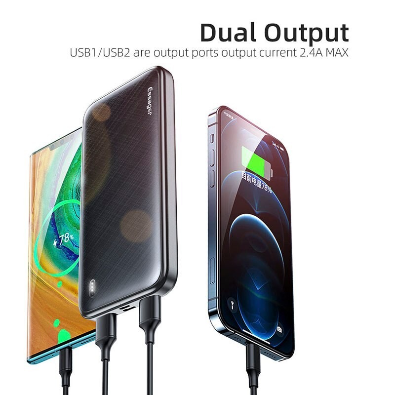 Essager - power bank - portable charger - external battery - 10000mah / 2000mah
