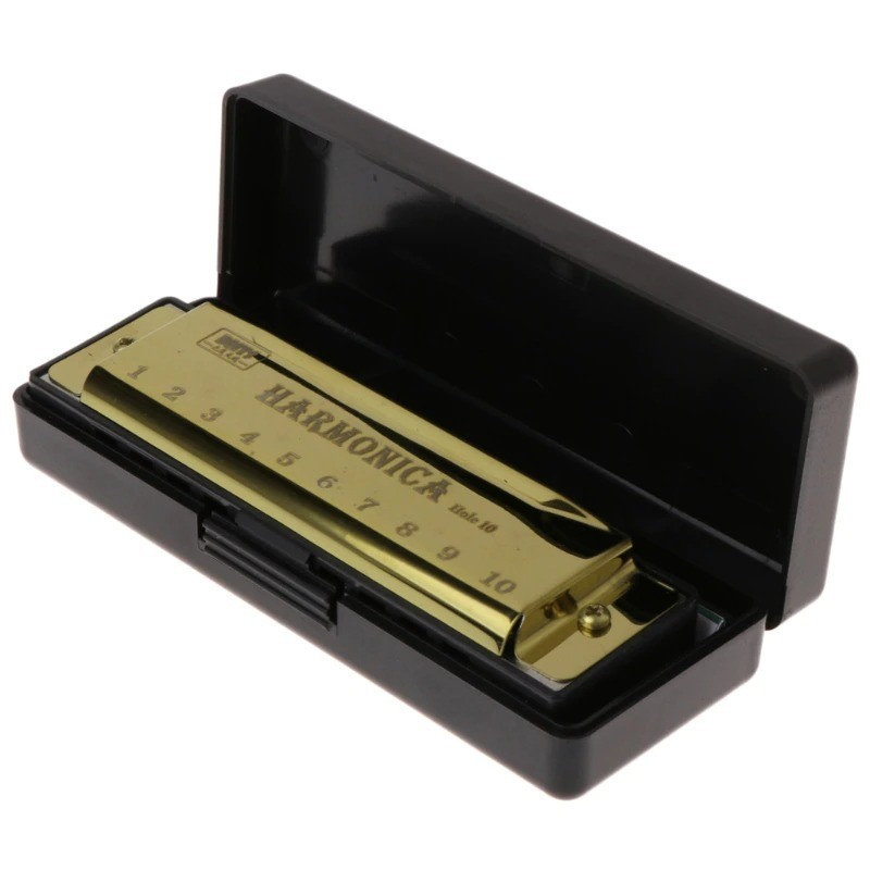 Harmonica - 10 holes - key C - musical instrument - with caseHarmonica