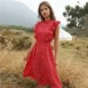 Summer dotted dress - with ruffles sleeves - midi - chiffon
