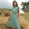 Summer dotted dress - with ruffles sleeves - midi - chiffon