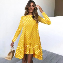 Autumn polka dot dress - with long sleeves