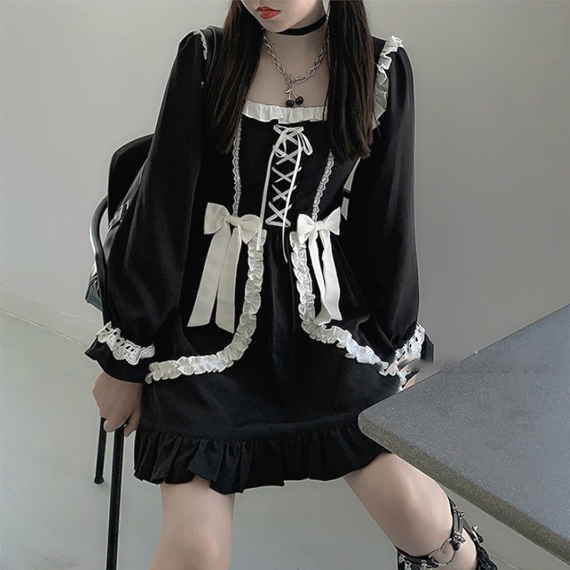 Japanese / gothic / lolita style - vintage mini dress