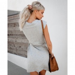 Fashionable mini pregnancy dress - tie-in waist - short sleeve - cotton
