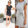 Fashionable mini pregnancy dress - tie-in waist - short sleeve - cotton