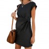 Fashionable mini pregnancy dress - tie-in waist - short sleeve - cotton