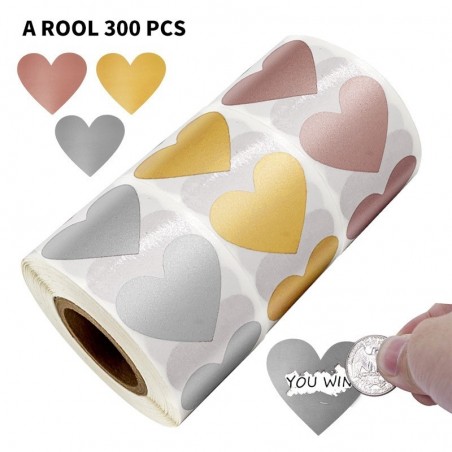 Heart shaped labels - scratch stickers - 2.5cm - 300 pieces