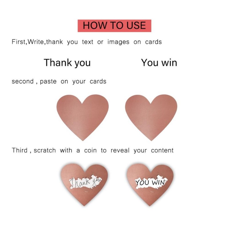 Heart shaped labels - scratch stickers - 2.5cm - 300 pieces