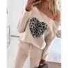 Elegant / sport tracksuit - set with sweater and pants - with heart / beads decoration