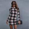 Fashionable plaid mini dress - long sleeve