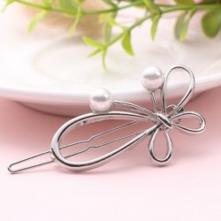 Bow-knot butterfly - metal hair clip - with pearlsHair clips