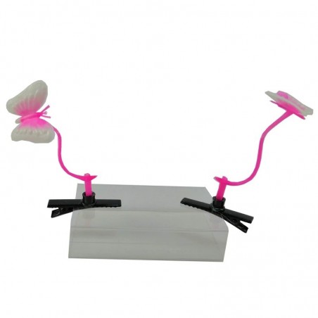Pink butterfly / long grass - hair clip - 2 piecesHair clips