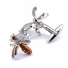 Bee shaped metal cufflinks - with crystals