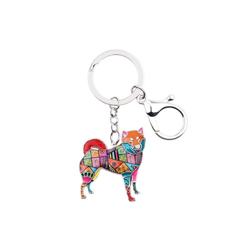 Shiba inu - enamel dog - metal keychain