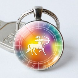 12 constellation zodiac - glass round keychain