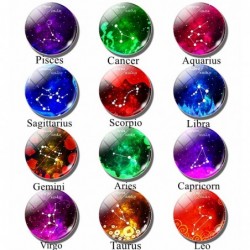 12 zodiac signs - glass round keychain