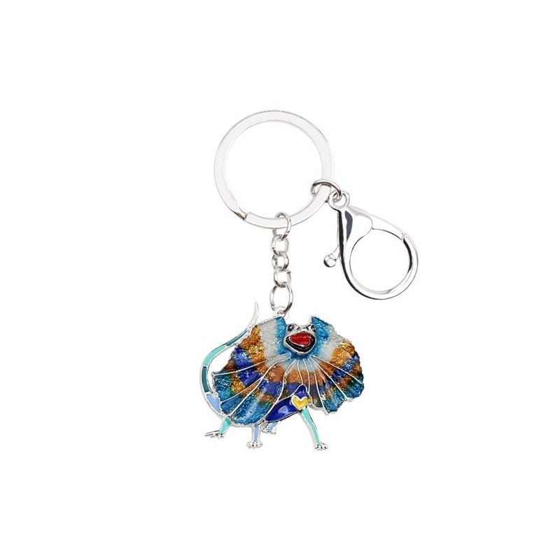 Enamel frilled lizard - metal keychainKeyrings