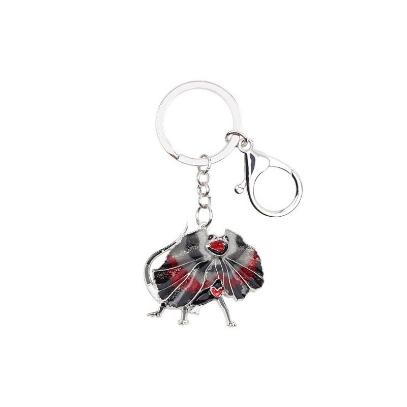 Enamel frilled lizard - metal keychainKeyrings