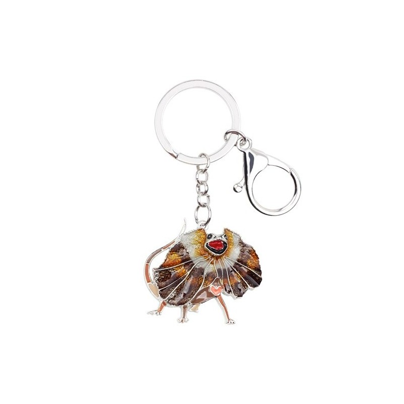 Enamel frilled lizard - metal keychainKeyrings