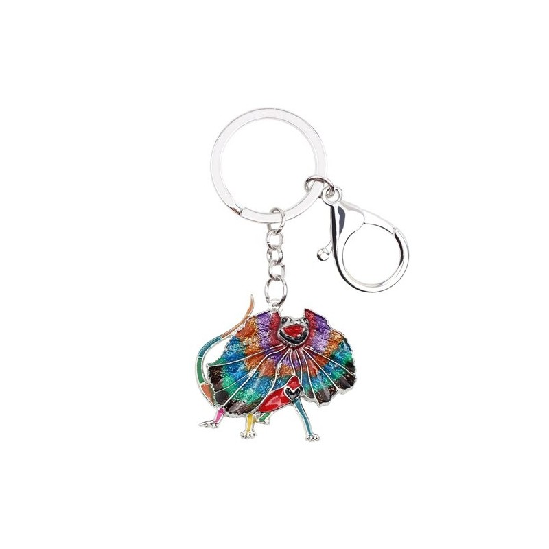 Enamel frilled lizard - metal keychainKeyrings