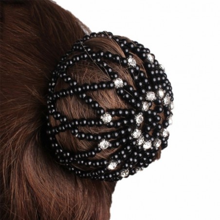 Hair bun cover - handmade - crochet design - with pearls