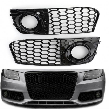 Grille intake cover - with fog light hole - honeycomb mesh - for Audi A4 B8 RS4