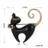 Enamel black and white cat - retro brooch