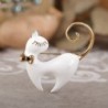 Enamel black and white cat - retro brooch