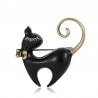 Enamel black and white cat - retro brooch
