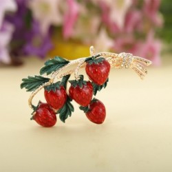 Elegant brooch with a sprig of strawberriesBrooches