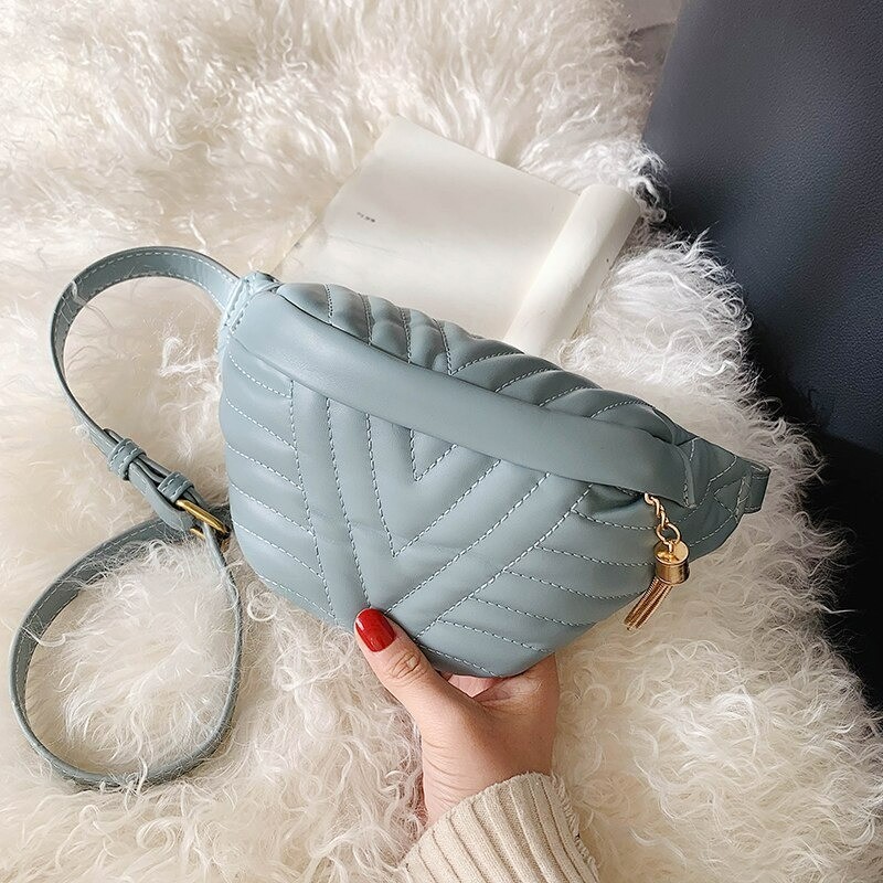 Fashionable small leather bag - with adjustable strap - waist / shoulder