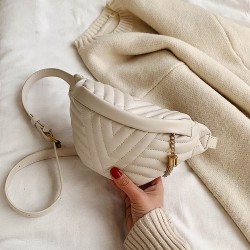 Fashionable small leather bag - with adjustable strap - waist / shoulder
