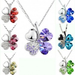 Pendant with crystal four-leaf clover - with necklaceNecklaces